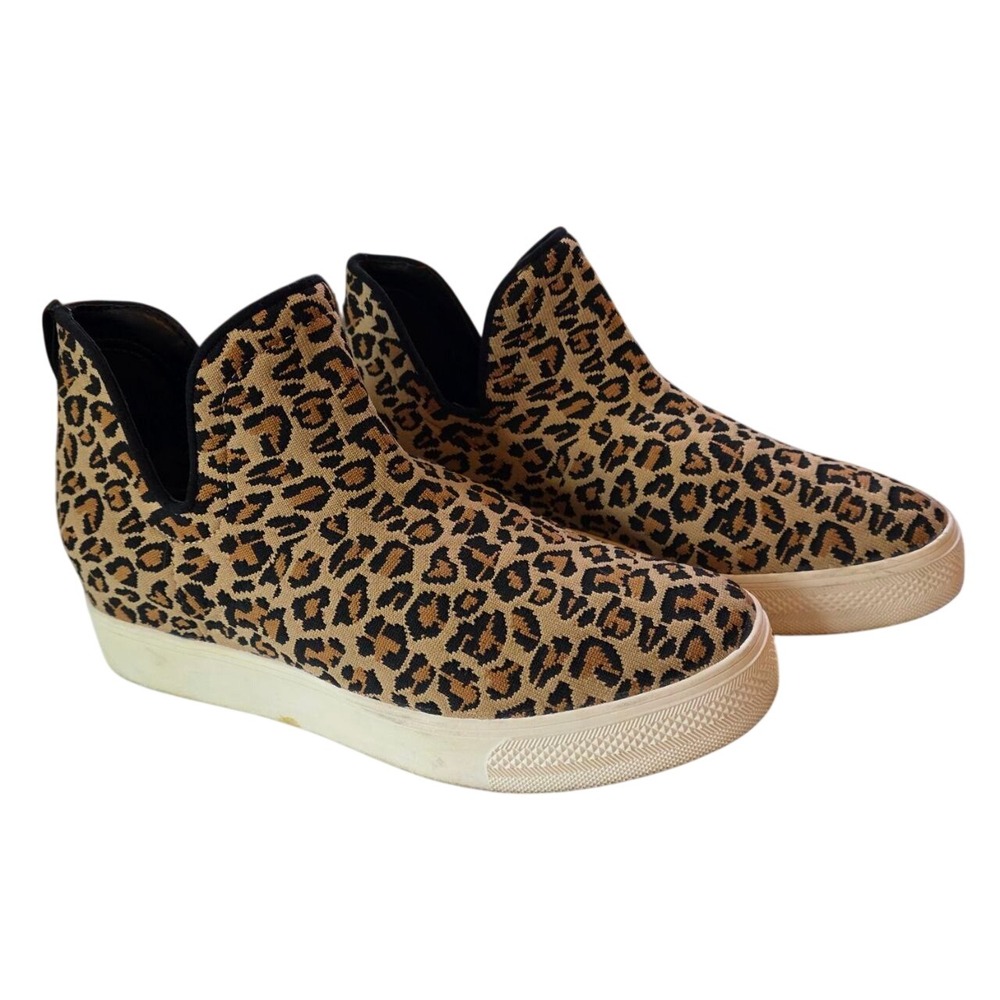 Steve Madden Lowry Leopard Print Slip On Sneaker Bootie Tan‎ Black LWRY01S1 9.5M